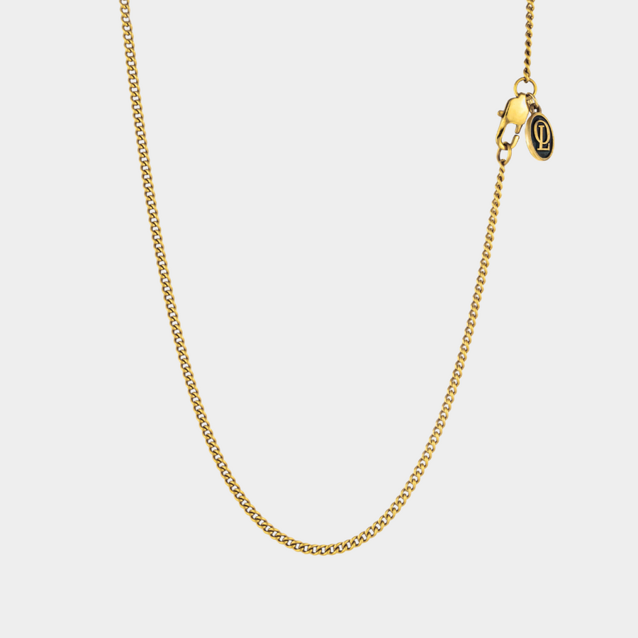 Gold Connell Chain Necklace 2mm on a white background