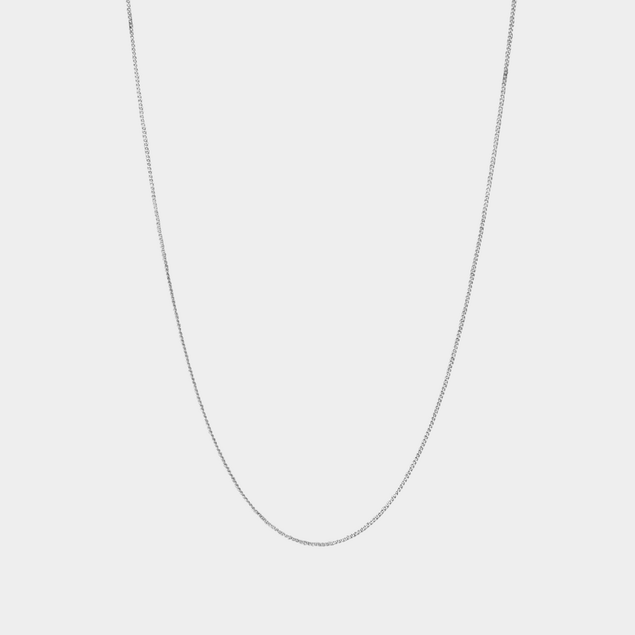 925 Italian Silver 1mm Curb Necklace on a white background