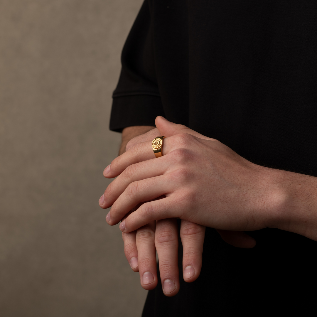 Gold Zeus God Signet Ring