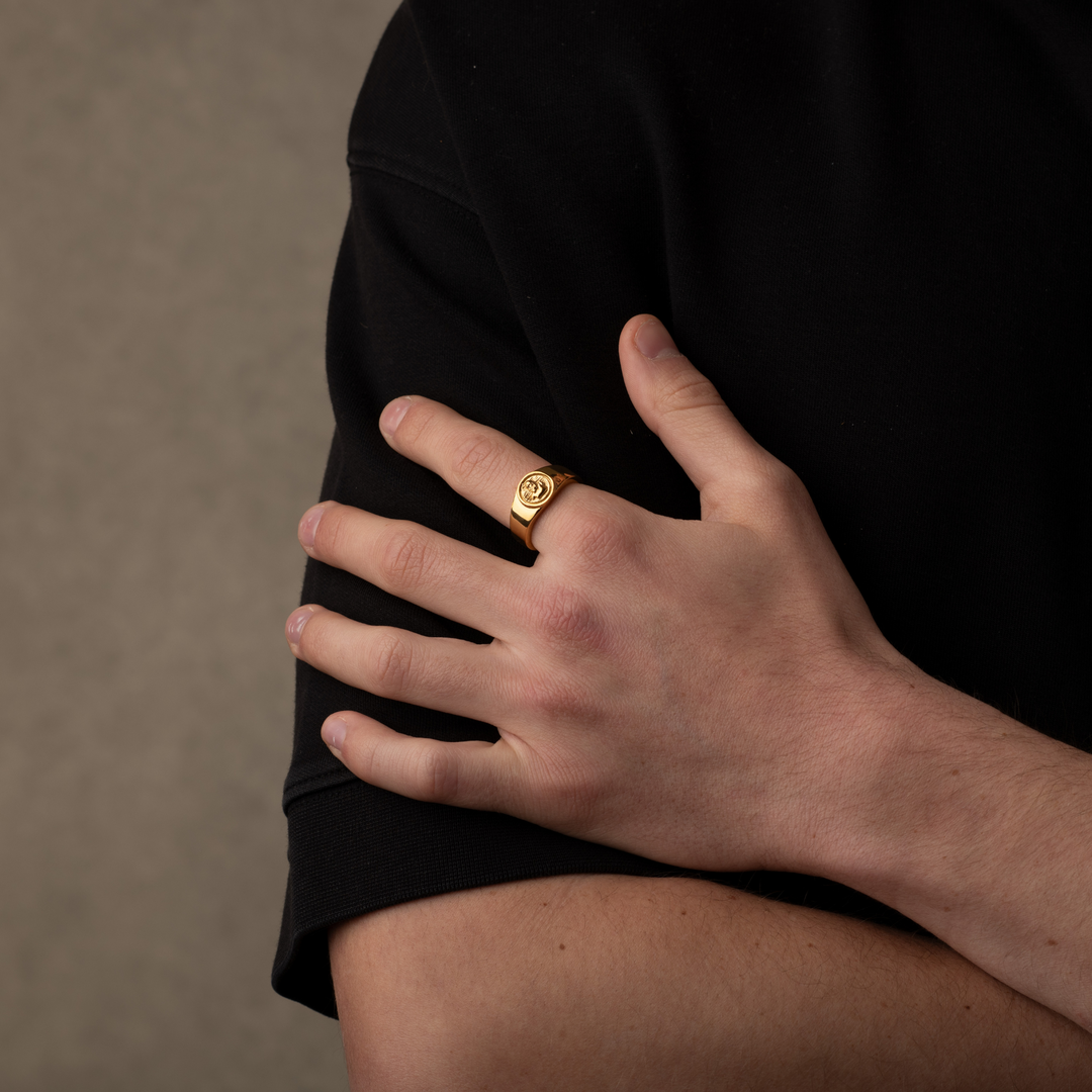 Gold Zeus God Signet Ring