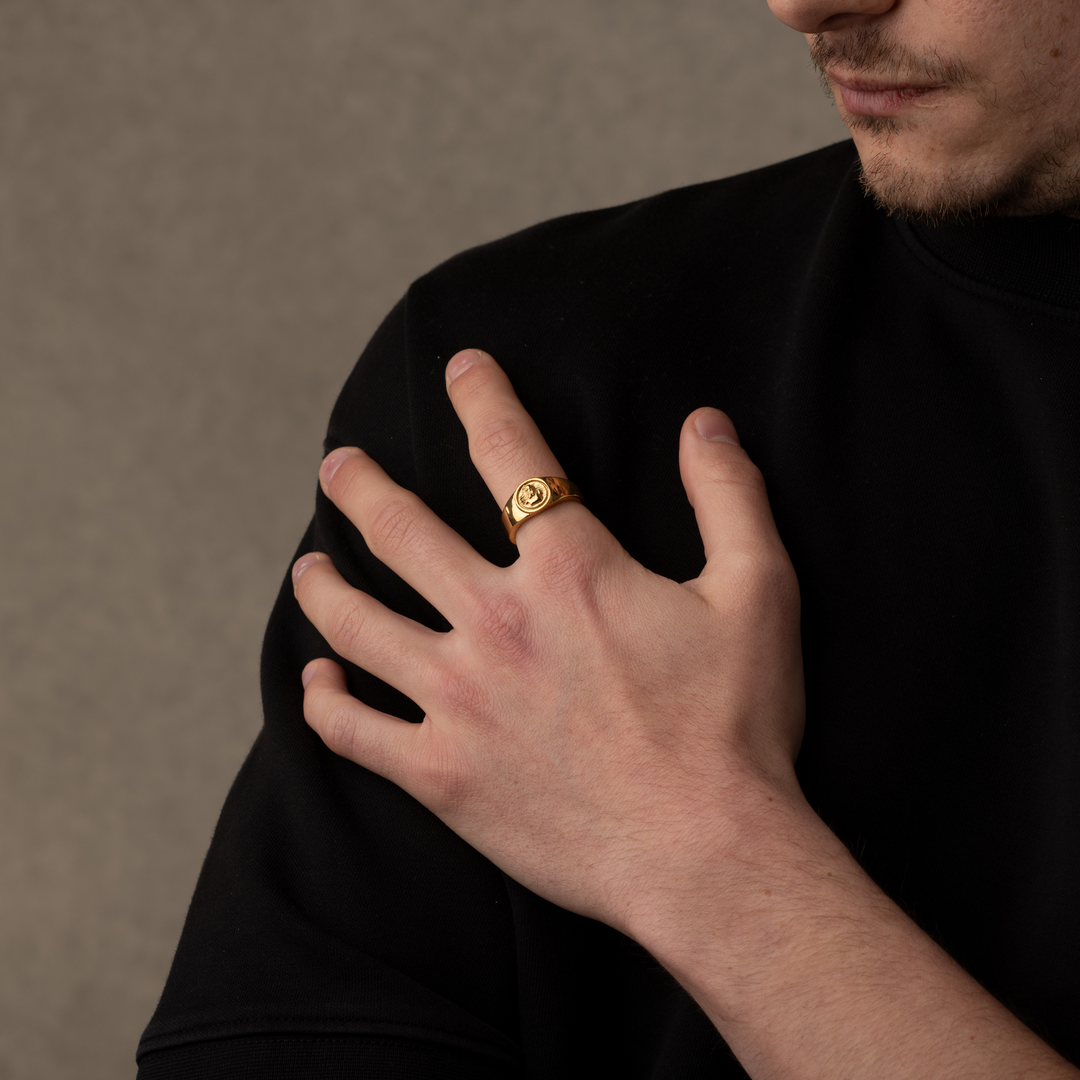 Gold Zeus God Signet Ring