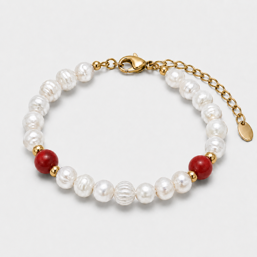 Jasper Stone Pearls Bracelet