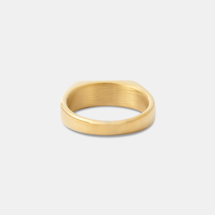 Gold Engraved Rectangle Signet Ring