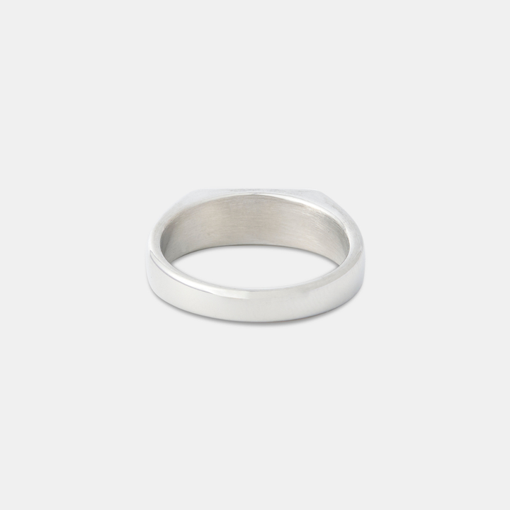 Silver Engraved Rectangle Signet Ring