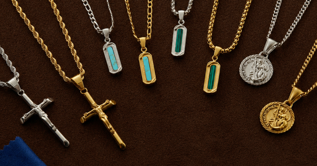 Mens silver and gold pendants 