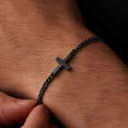 Black Cross Bracelet Cuban Chain 3MM