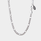 Silver chain necklace on a white background