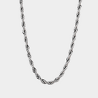 Silver rope chain necklace 5mm on a white background