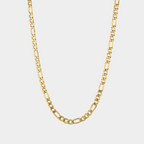 Gold chain necklace on a light gray background