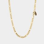 Gold figaro chain necklace 5mm on a white background