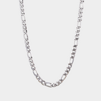 5mm silver figaro chain necklace on a white background