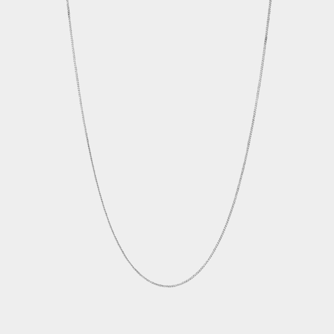 925 Italian Silver 1mm Curb Necklace on a white background