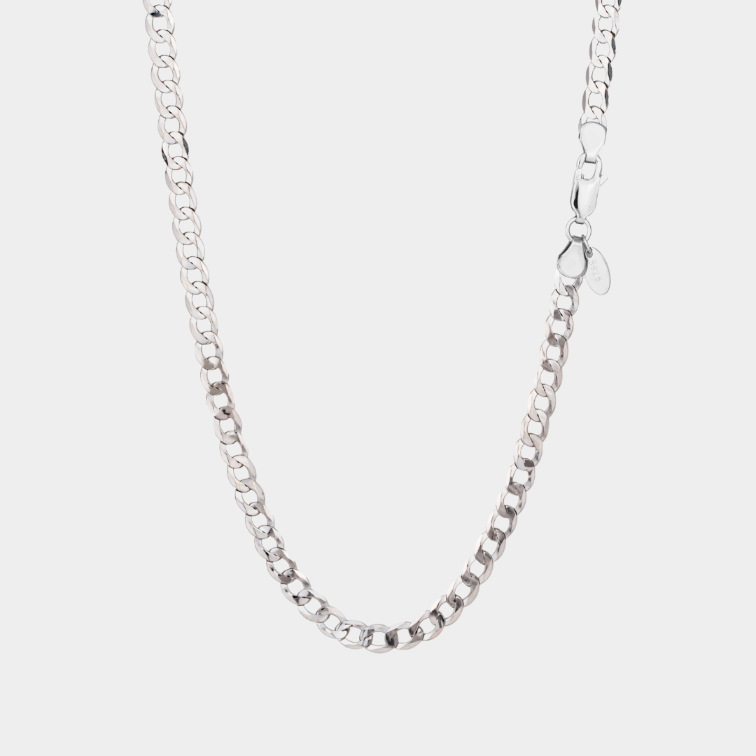 925 Italian Silver 4mm Curb Necklace