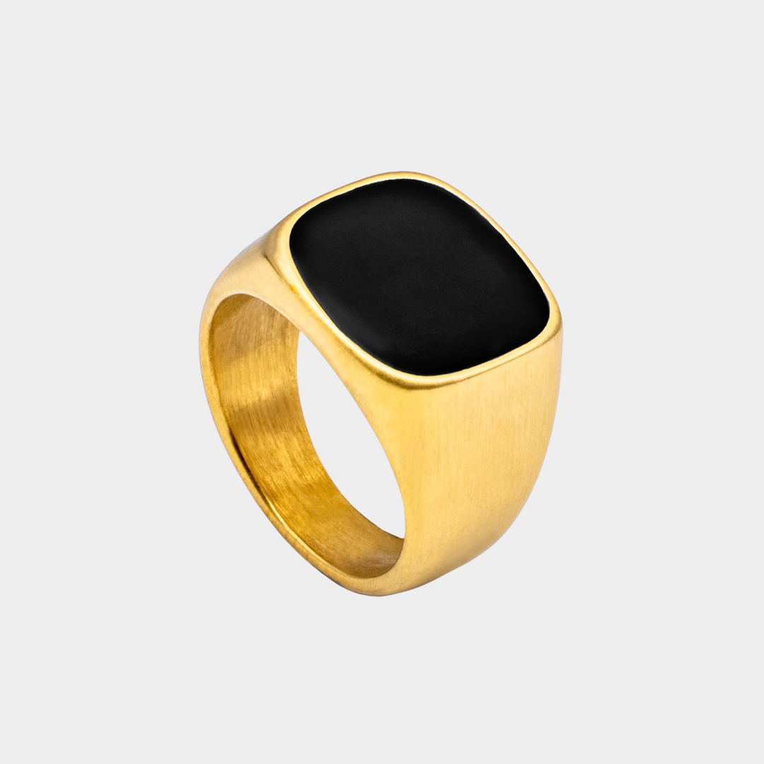 Gold Onyx Stone 20MM Signet Ring