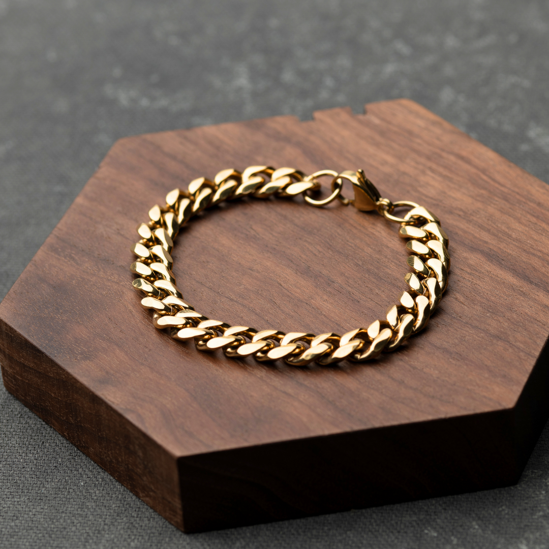 Gold Cuban Chain Bracelet 9MM