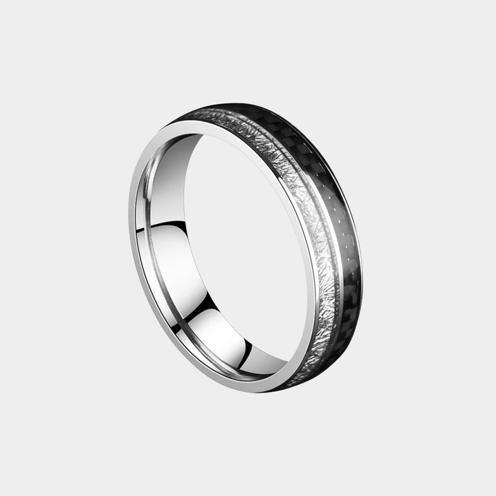 Black and Silver Band Ring 6MM