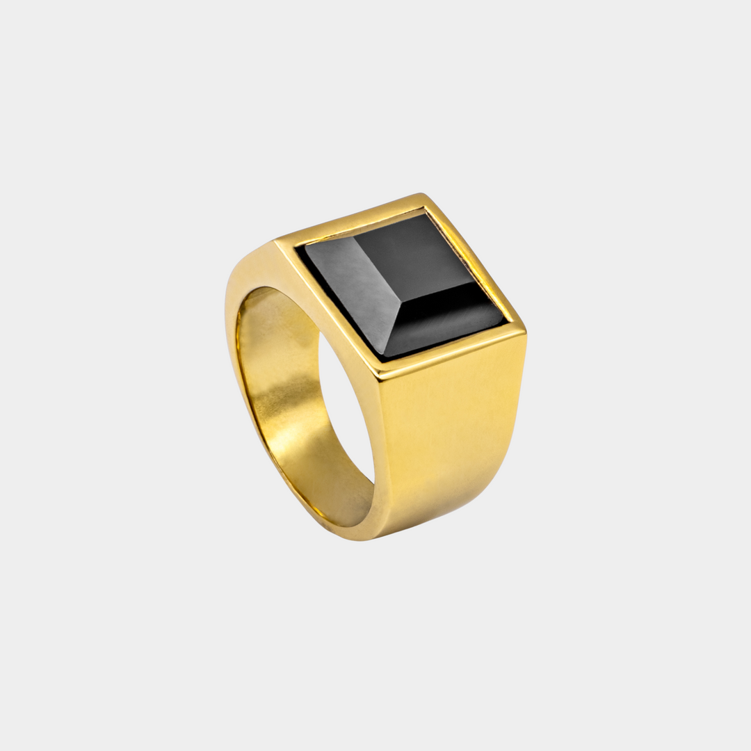 Gold Genuine Brazilian Stone Signet Ring