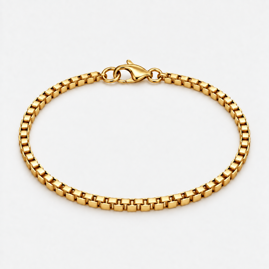 Gold Box Chain Bracelet - 3mm