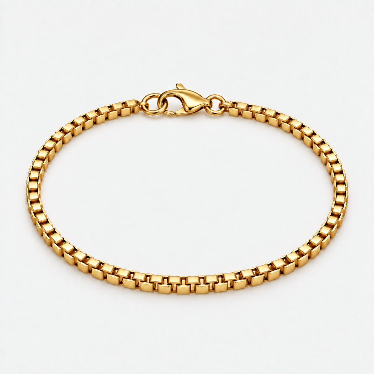 Gold Box Chain Bracelet - 3mm