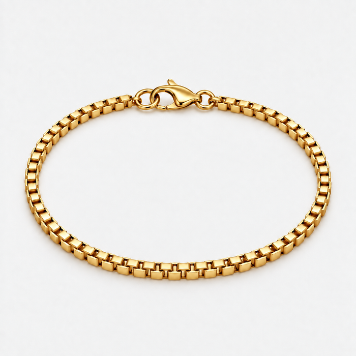 Gold Box Chain Bracelet - 3mm