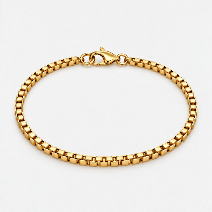 Gold Box Chain Bracelet - 3mm