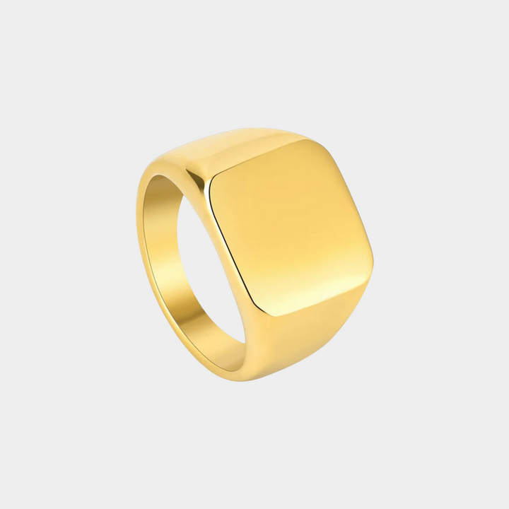 Gold Square Face Signet Ring