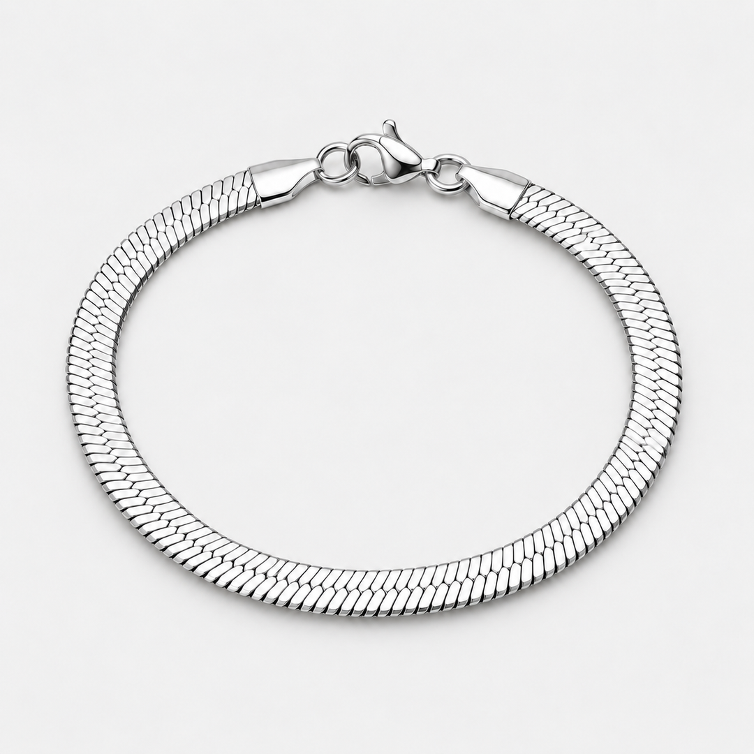 Silver Flat Herringbone Bracelet – 5mm