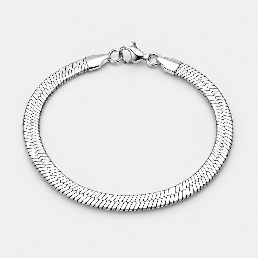 Silver Flat Herringbone Bracelet – 5mm