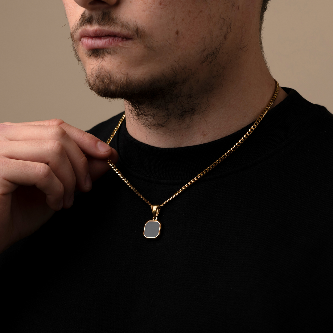 Gold Onyx Stone Necklace Pendant