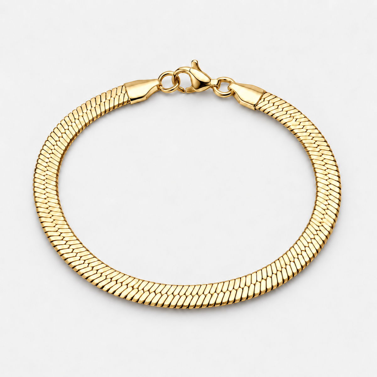 Gold Flat Herringbone Bracelet – 5mm