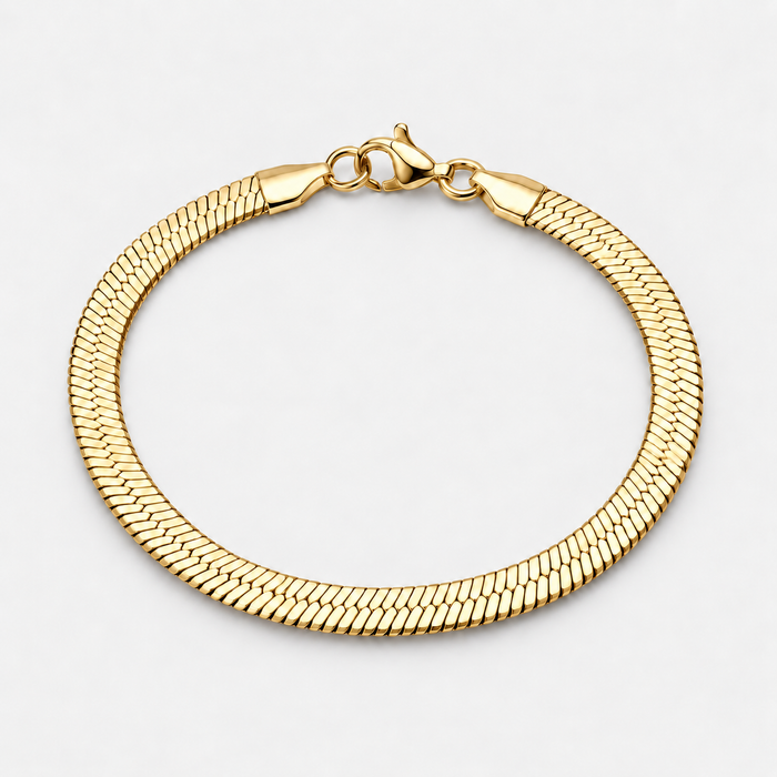 Gold Flat Herringbone Bracelet – 5mm