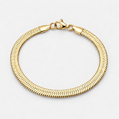 Gold Flat Herringbone Bracelet – 5mm
