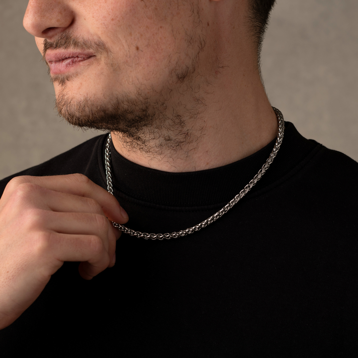 5mm Wheat Chain Necklace Silver