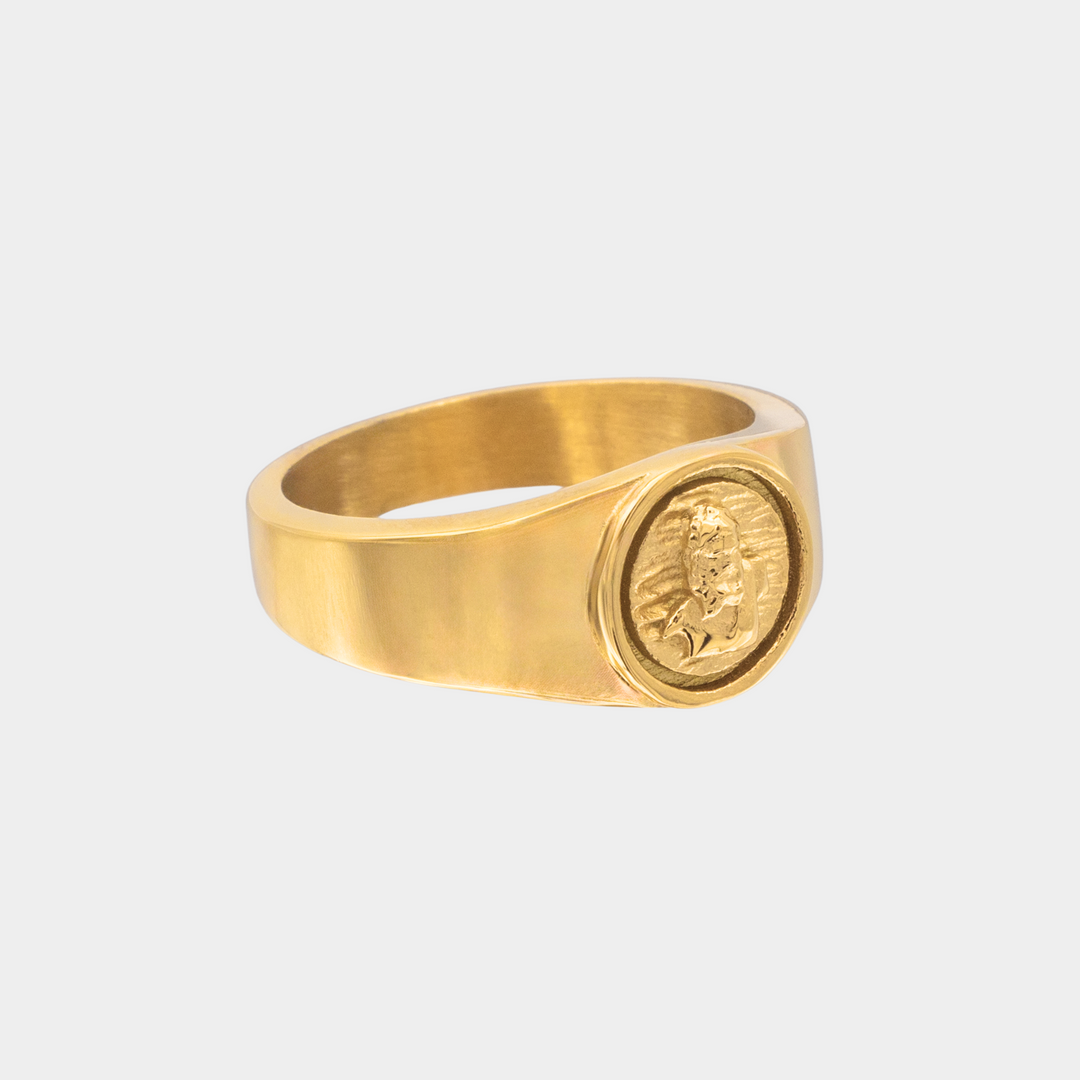 Gold Zeus God Signet Ring