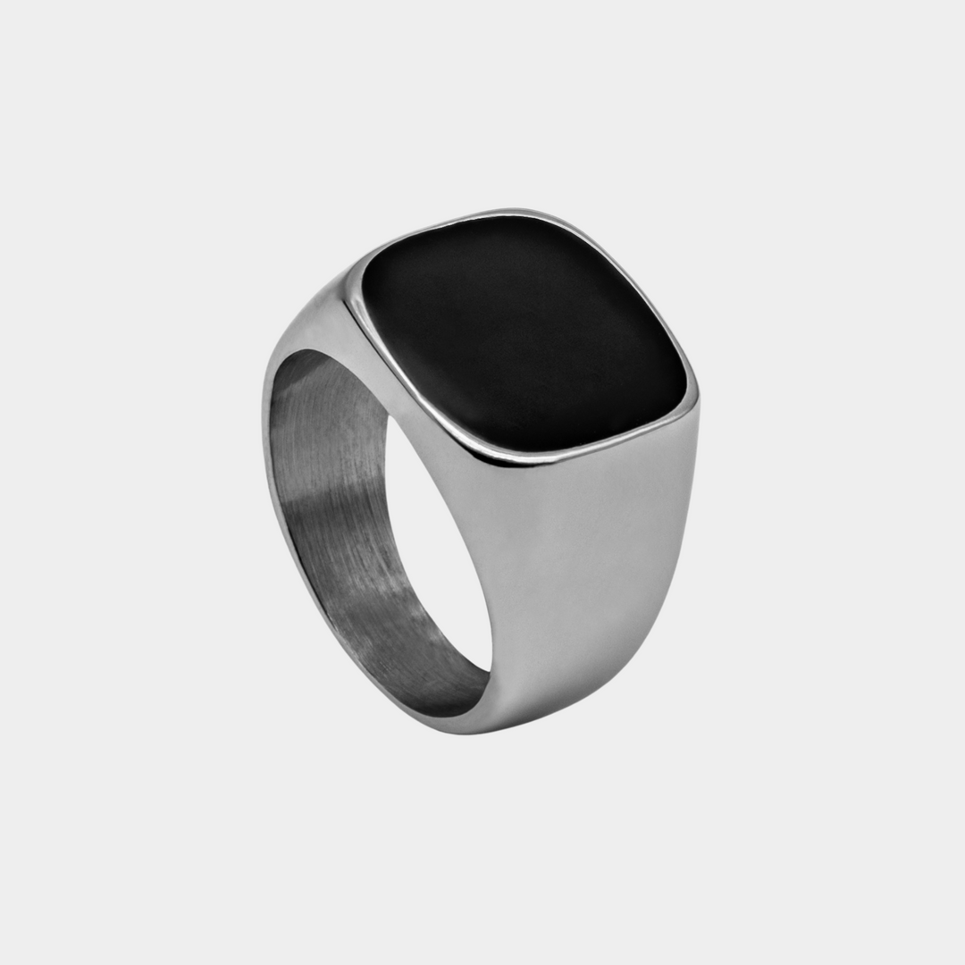 Silver Onyx Stone 20MM  Signet Ring