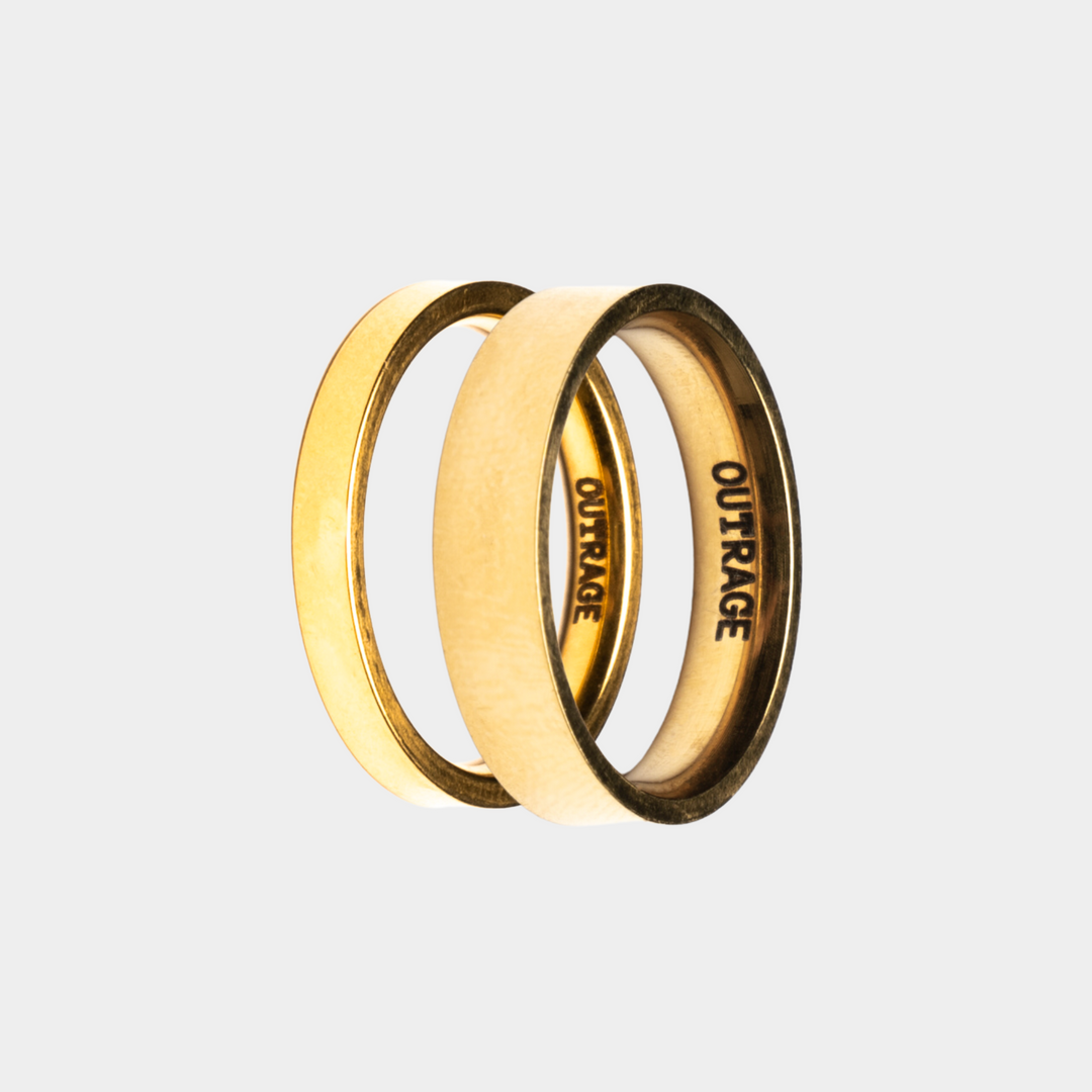 Gold Pair 3 & 5MM Minimalistic Band Rings