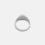 Silver ring on a light gray background