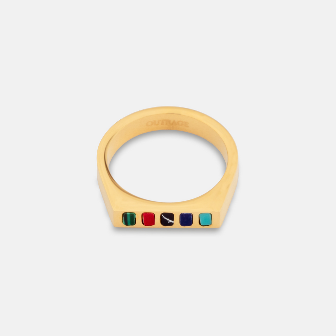 Gold Mayfair Signet Ring on a white background