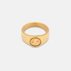 Gold Zeus God Signet Ring on a white background