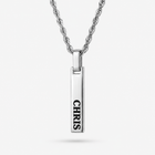 Silver 4-Sided Engraved Bar Necklace Pendant
