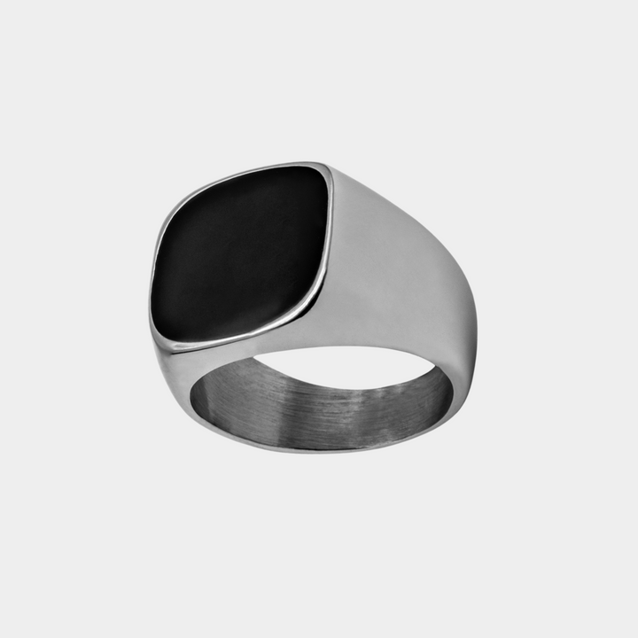 Silver Onyx Stone 20MM  Signet Ring