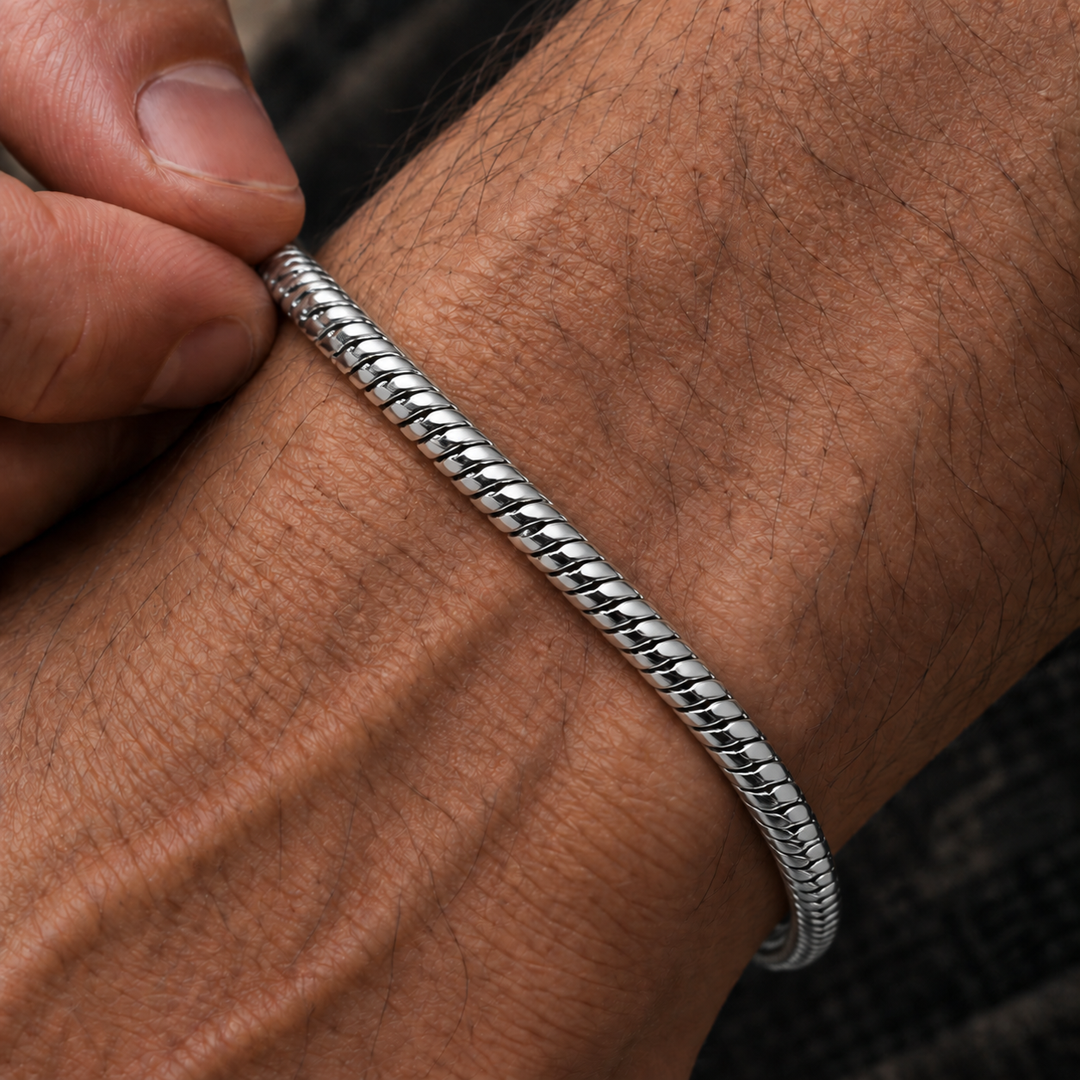 Silver Snake Bracelet – 5mm Round