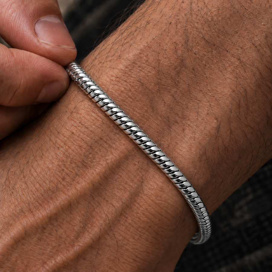 Silver Snake Bracelet – 5mm Round