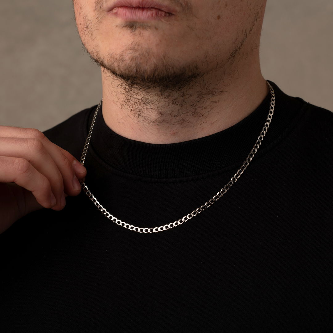 925 Italian Silver 4mm Curb Necklace