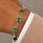 Emerald Gemstone Bracelet Silver