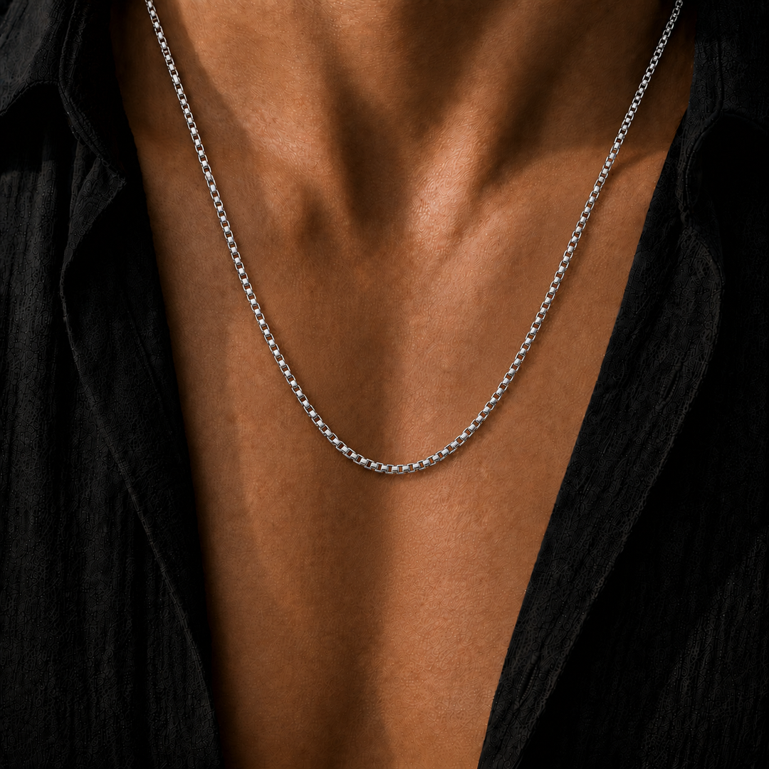 Silver Box Chain Necklace -3mm
