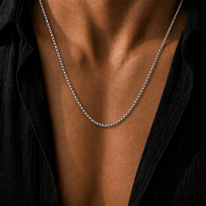 Silver Box Chain Necklace -3mm