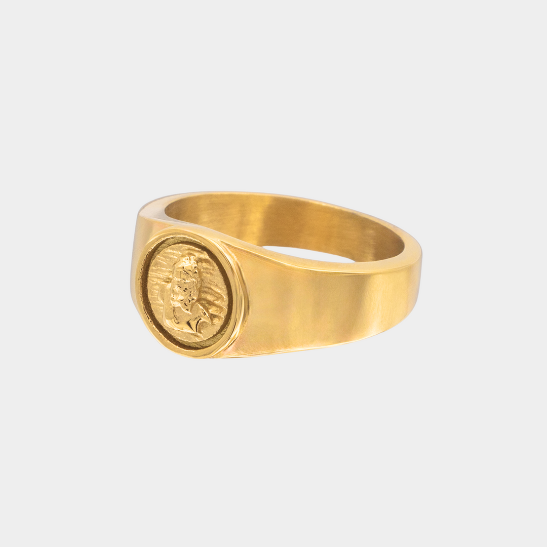 Gold Zeus God Signet Ring