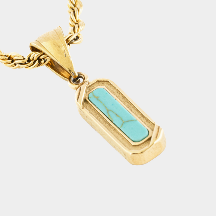 Gold Belgravia Genuine Turquoise Stone Necklace Pendant