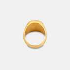 Gold ring on a light gray background